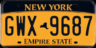NY license plate GWX9687