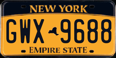 NY license plate GWX9688