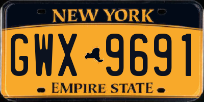 NY license plate GWX9691