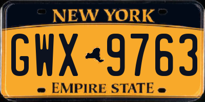 NY license plate GWX9763