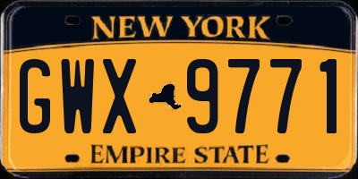 NY license plate GWX9771