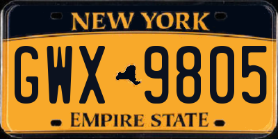 NY license plate GWX9805