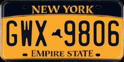 NY license plate GWX9806