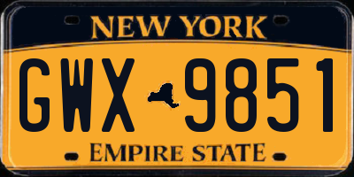 NY license plate GWX9851