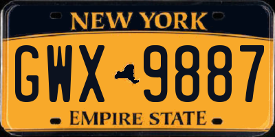 NY license plate GWX9887