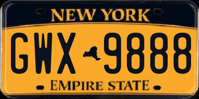 NY license plate GWX9888