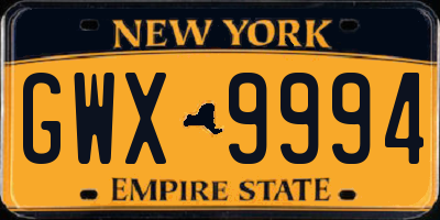 NY license plate GWX9994