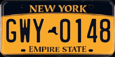 NY license plate GWY0148