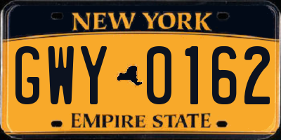 NY license plate GWY0162