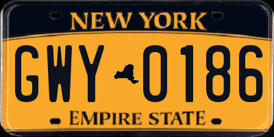 NY license plate GWY0186