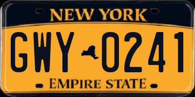 NY license plate GWY0241