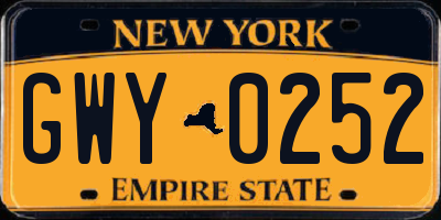 NY license plate GWY0252