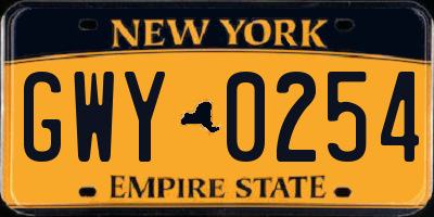 NY license plate GWY0254