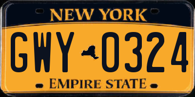 NY license plate GWY0324