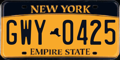 NY license plate GWY0425