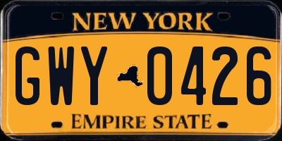 NY license plate GWY0426