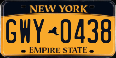 NY license plate GWY0438