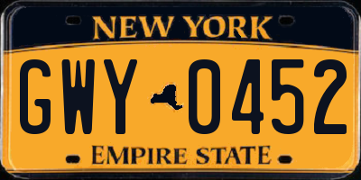 NY license plate GWY0452