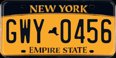 NY license plate GWY0456