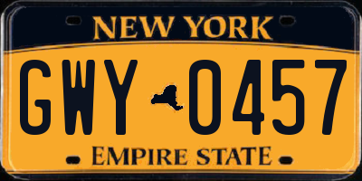 NY license plate GWY0457