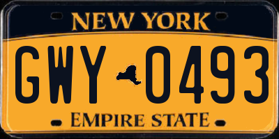 NY license plate GWY0493