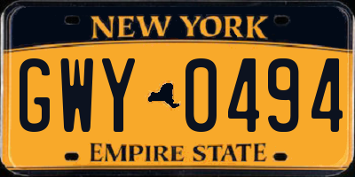NY license plate GWY0494