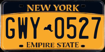 NY license plate GWY0527
