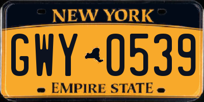 NY license plate GWY0539