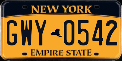 NY license plate GWY0542