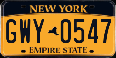 NY license plate GWY0547