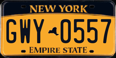 NY license plate GWY0557