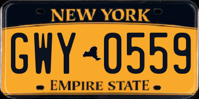 NY license plate GWY0559