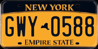 NY license plate GWY0588
