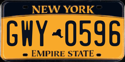 NY license plate GWY0596