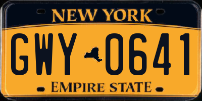 NY license plate GWY0641