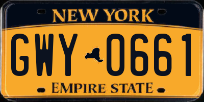 NY license plate GWY0661