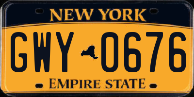 NY license plate GWY0676