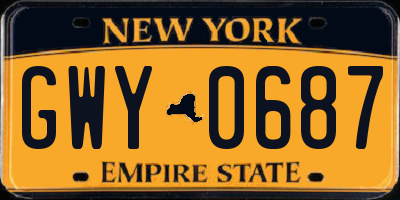 NY license plate GWY0687