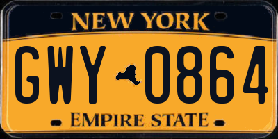 NY license plate GWY0864