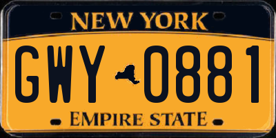 NY license plate GWY0881
