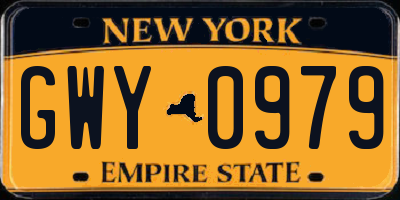 NY license plate GWY0979