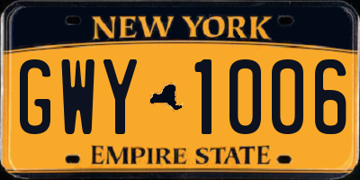NY license plate GWY1006