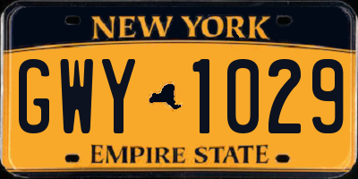 NY license plate GWY1029