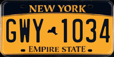 NY license plate GWY1034