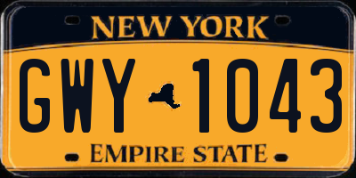 NY license plate GWY1043