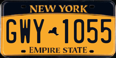 NY license plate GWY1055