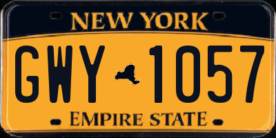 NY license plate GWY1057