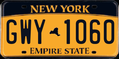 NY license plate GWY1060