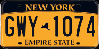 NY license plate GWY1074