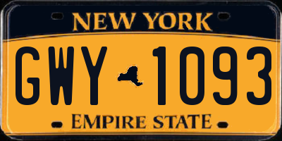 NY license plate GWY1093